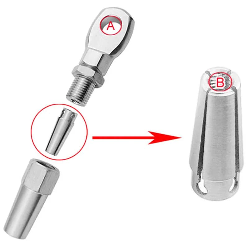 2 pz Grado Marino In Acciaio Inox 316 Swageless Occhio Terminale Filo Cavo Corda Fai Da Te Montaggio Rigging Hardware Balaustra Kit TQ