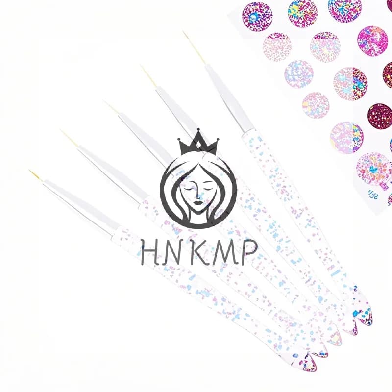 Set di 5 Pennelli Acrilici per Nail Art con Strisce Francesi, Penna Ultra-sottile per Disegno Lineare, Pennello per Pittura UV Gel per Manicure