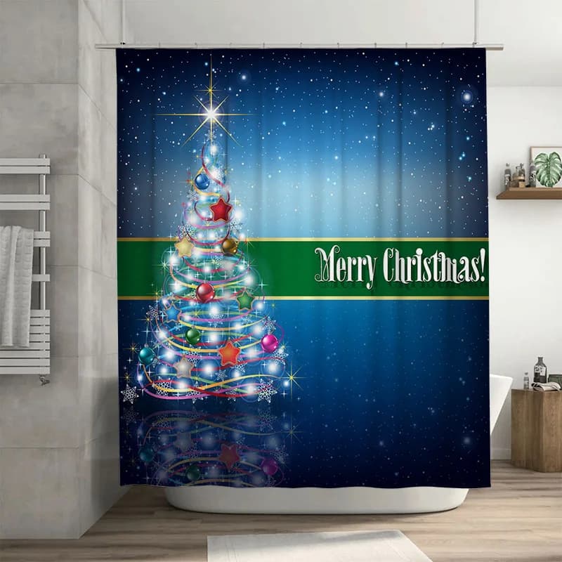 TU Tenda da doccia natalizia Vacanze Festive Alberi invernali Modello Impermeabile Decorazioni per il bagno Decorazioni per la casa di Natale Regalo