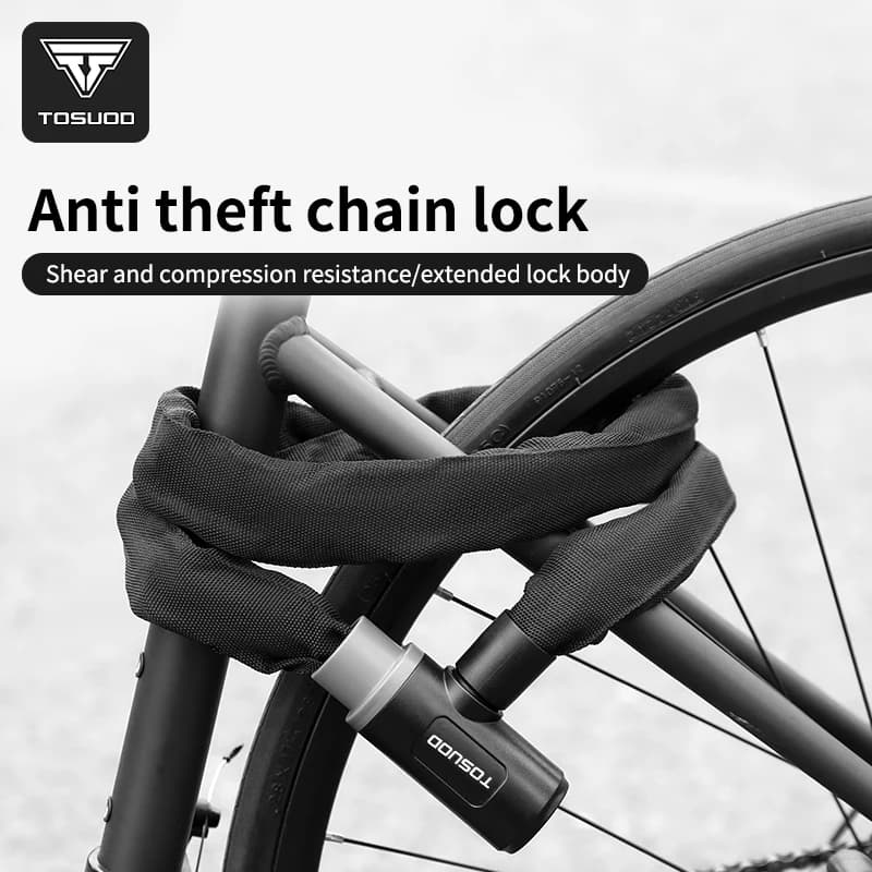 TOSUOD Bike Chain Lock Protective Lock Outdoor Riding Anti-Theft Safety Lock Wear Resistant Nylon Cover Lock