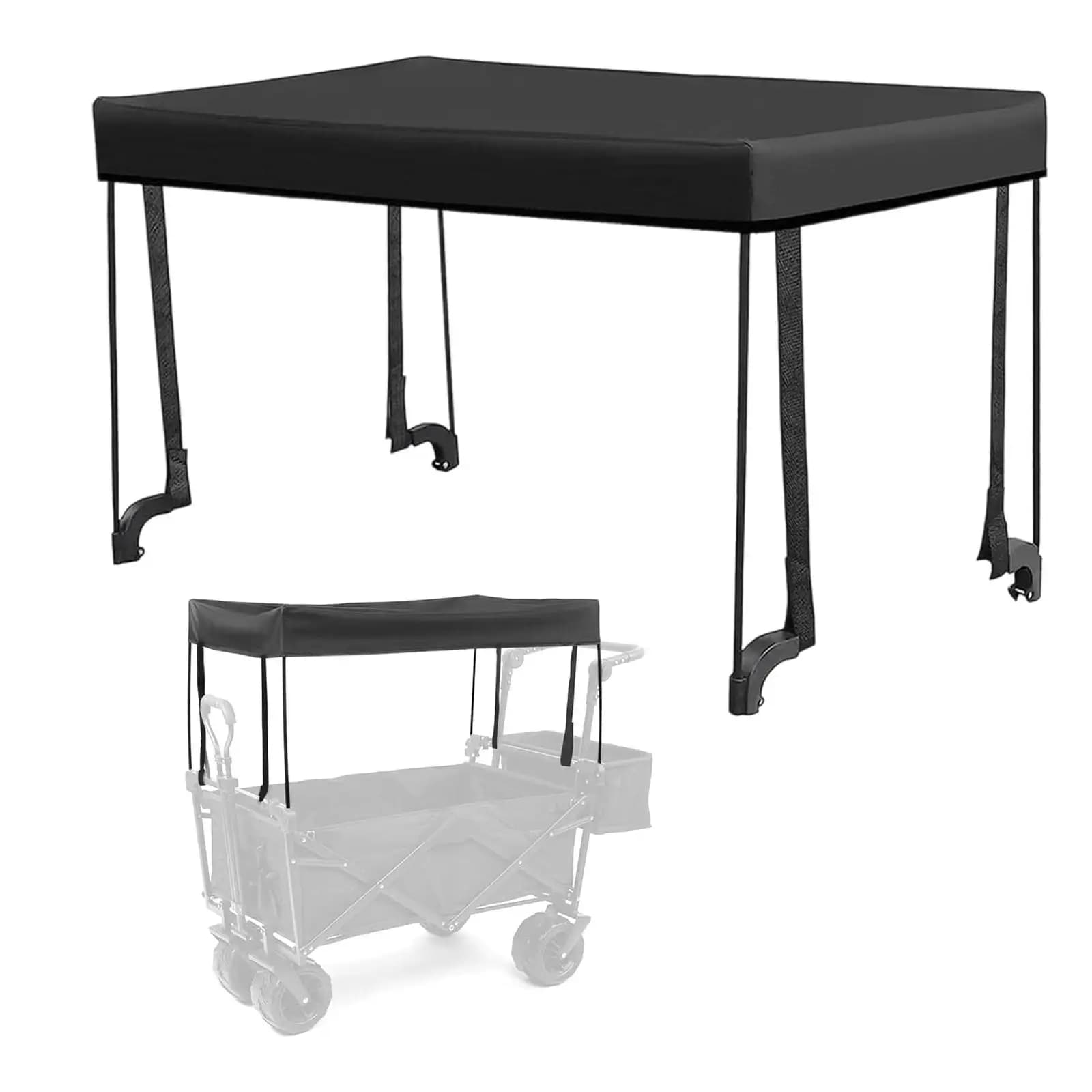 Tenda da Campeggio per Carrello, Copertura Impermeabile Nera per Carrello Pieghevole, Protezione da Sole e Pioggia