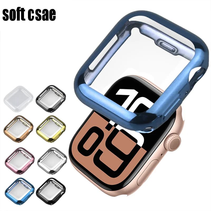 TPU strap cover for apple watch series 8 7 6 5 4 SE 44mm iwatch 9 38/42mm Accessories for bumper screen 41mm 45mm