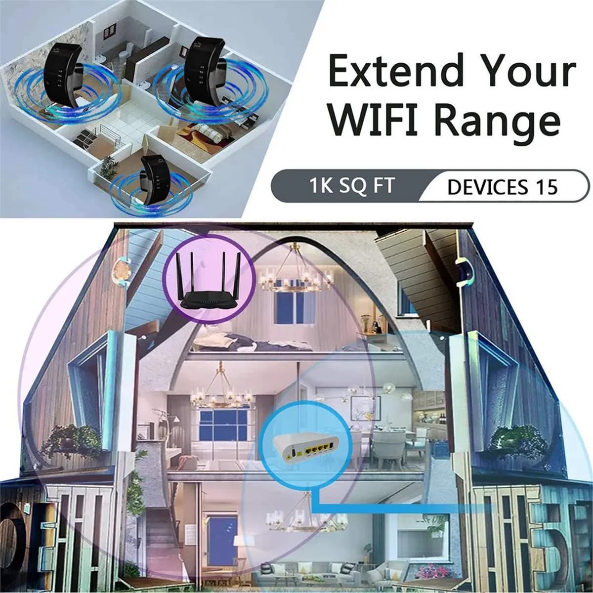 Ripetitore WiFi UE 300Mbps Router extender WiFi Amplificatore di segnale WiFi Ripetitore Wi-Fi wireless lungo