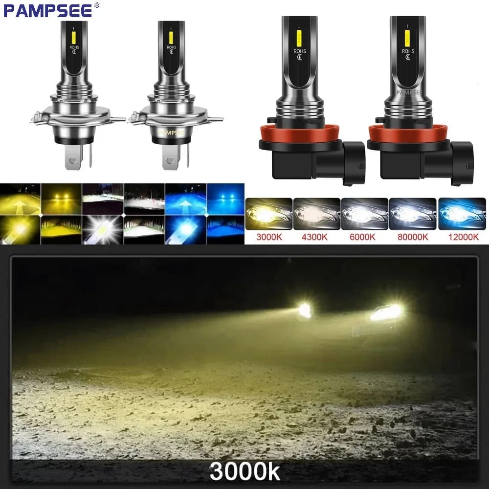 Auto LED H4 H7 H11 H10 Lampadine per fari 3000K 6000K PSX24W H8 H9 H1 H3 Luci automatiche Automobile Guida Fendinebbia 9005 HB3 9006 HB4