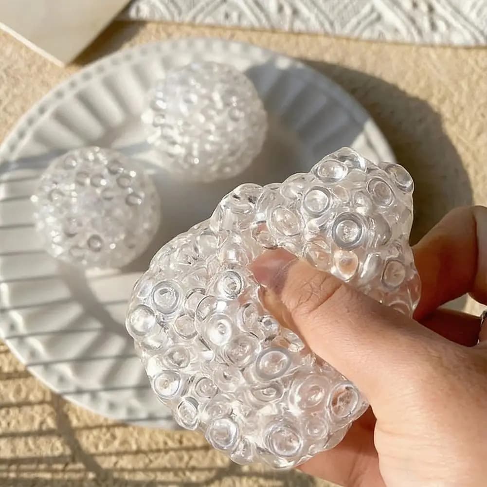 Giocattolo Antistress con Perline di Cristallo, Palla Mochi a Lenta Risposta, Gioco Sensoriale Anti-Ansia per Adulti e Relax in Ufficio