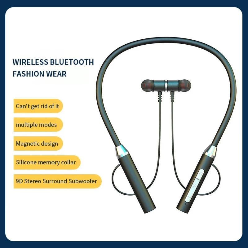 Fone Bluetooth 5.0 Auricolari con archetto da collo Cuffie sportive stereo Auricolari magnetici impermeabili con microfono Cuffia wireless appesa al collo