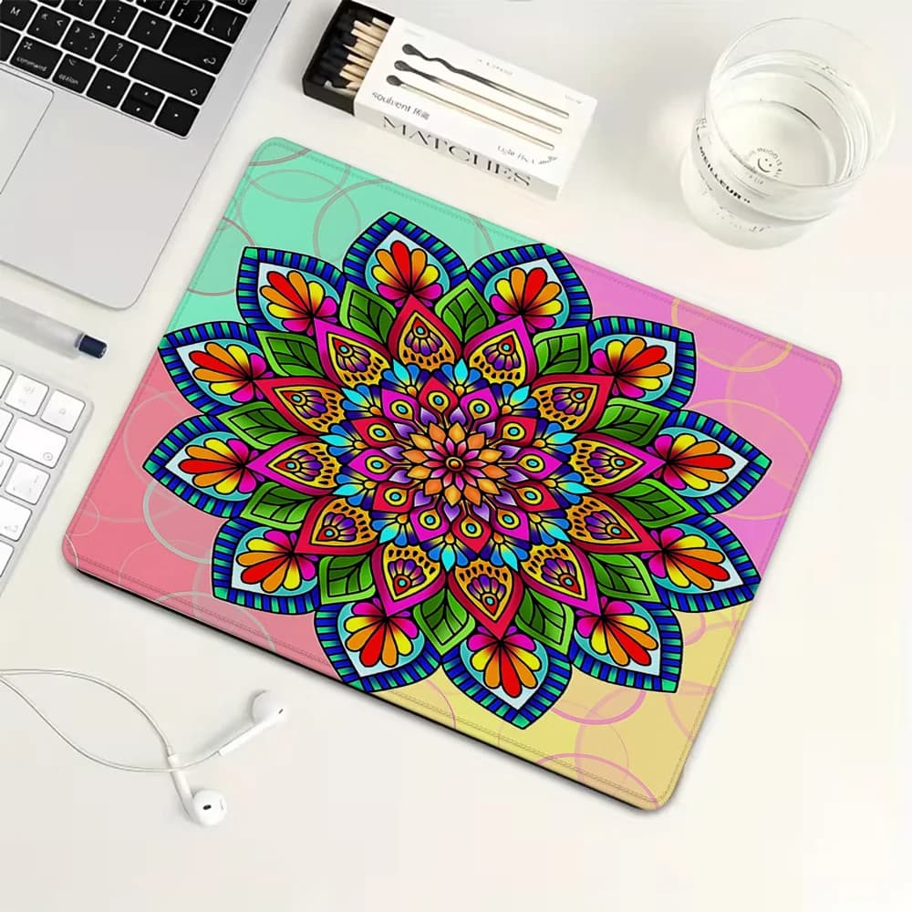 Pad mouse colorato con motivi mandala, piccolo tappetino per mouse da gioco in gomma, tappetino per tastiera meccanica, accessori per PC gaming, tappetino da scrivania per computer