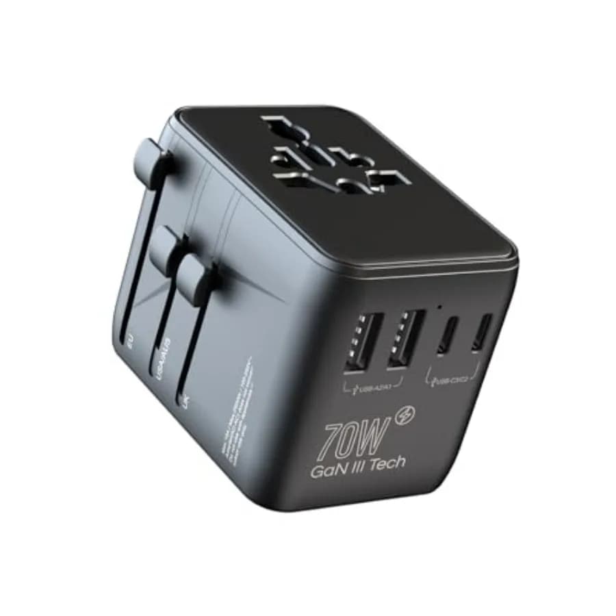 Adattatore da Viaggio Internazionale 70W - Adattatore Universale Rapido da Viaggio per USA-Europa, Adattatore Mondiale con 1 Uscita AC