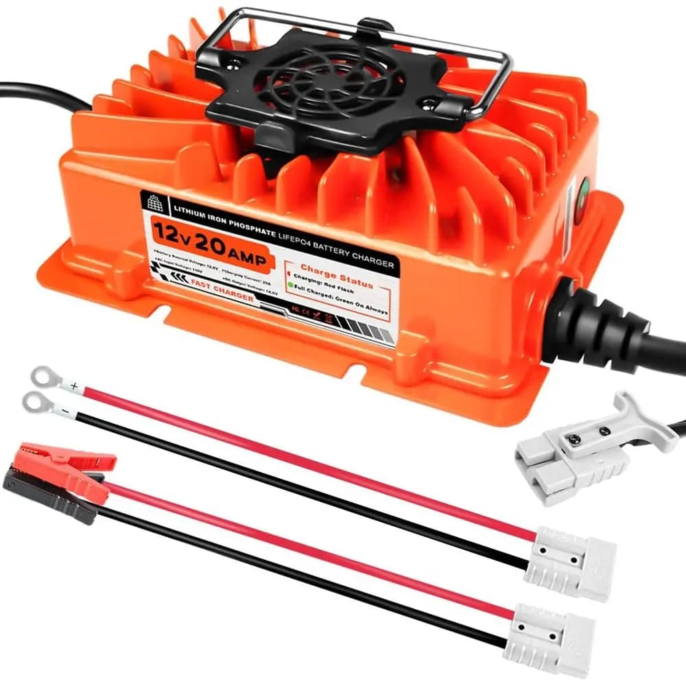 LiFePO4 Battery Charger from 14,6 V 20 A 12 V Lithium Charger with Anderson Plug Intelligent Maintenance Charger from CA to CC for Lithium Iron