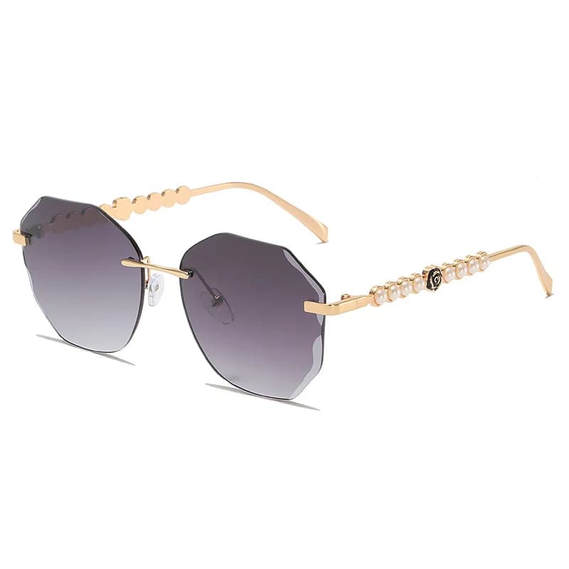 2026 Vintage Rimless Sunglasses Pearl Temple Gradient Lens Sun Glasses Elegant Y2K UV400 Shades Luxury Metal Fashion Eyewear
