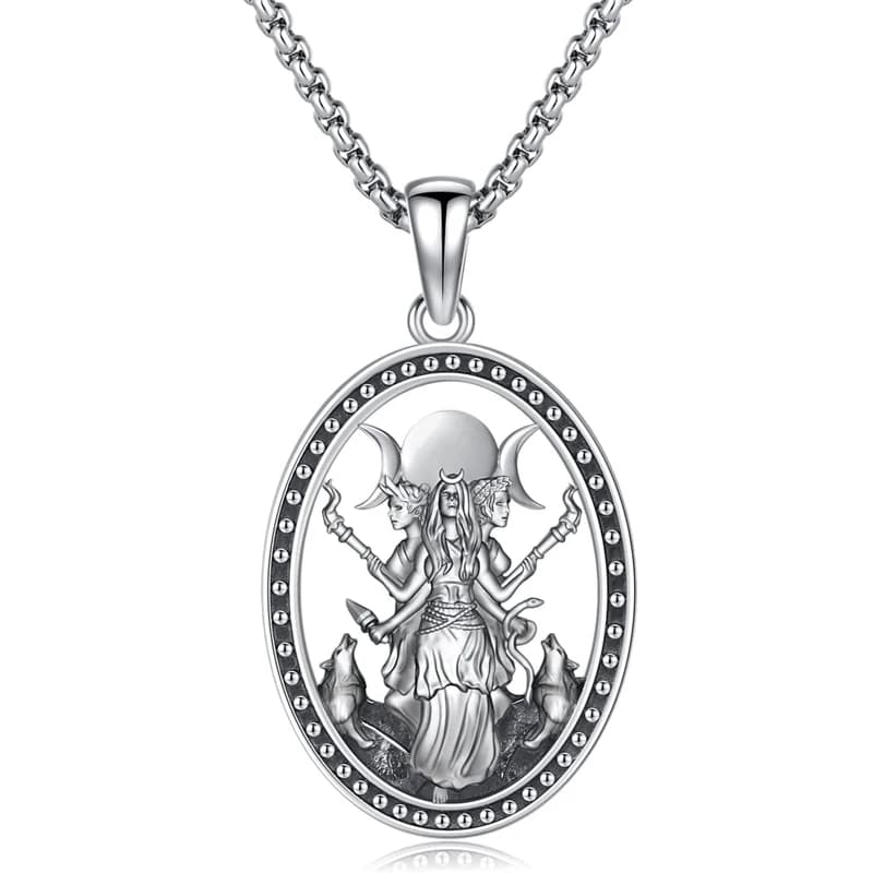 Witchy Necklace Jewelry for Women Triple Moon Goddess Hecate Allly Pendant with STAINLESS STEEL Necklaces Chain Gifts for Her