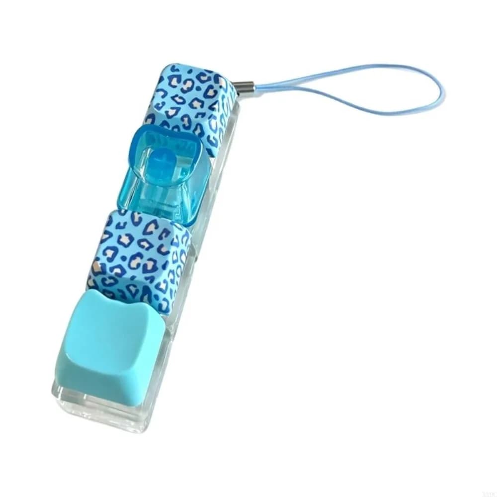 Backpack Pendant Leopard Print Keyboard Key Ring Clickable Button 4 Keys Keyboard Fidget Keychain Fingertip Polka Dot