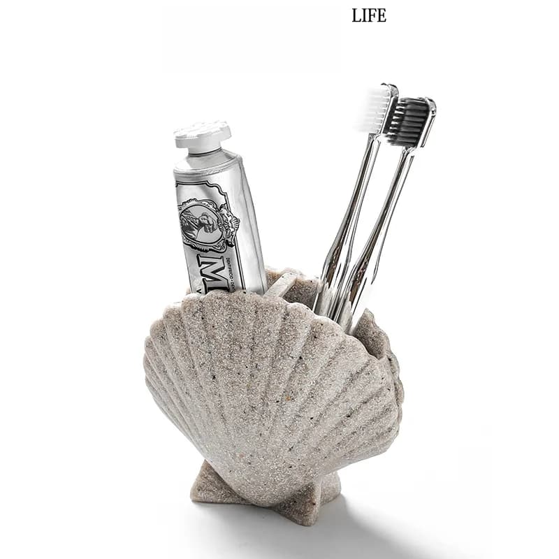 Minimalist Bathroom Toothbrush Holder Comb Storage Shelf Desktop Sink Decorative Stone Material Non-Slip Surface Treatment