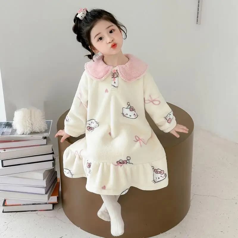 Shirt by Night Sanrio Hello Kitty New Style for Girls, Autumn Winter, Shift, Fashion, Warm & Warm, Vestaglia da Casa, Item Popular