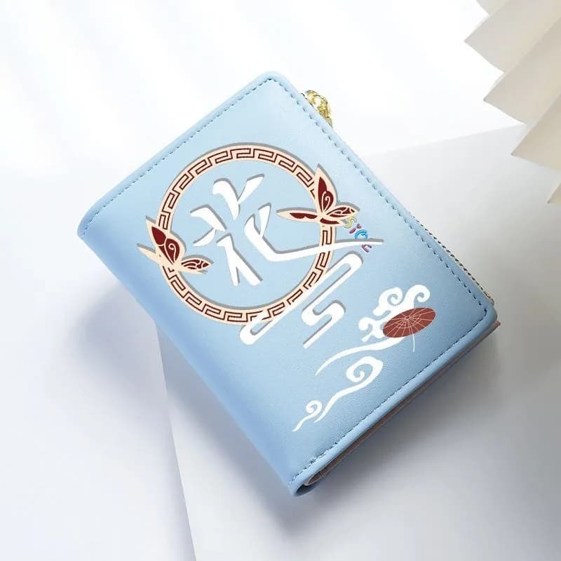 Ufficiale del cielo in stile cinese benedizione Portafoglio in pelle vegana per ragazza Bifold RFID Blocco mini borsa con fermasoldi corto con cerniera