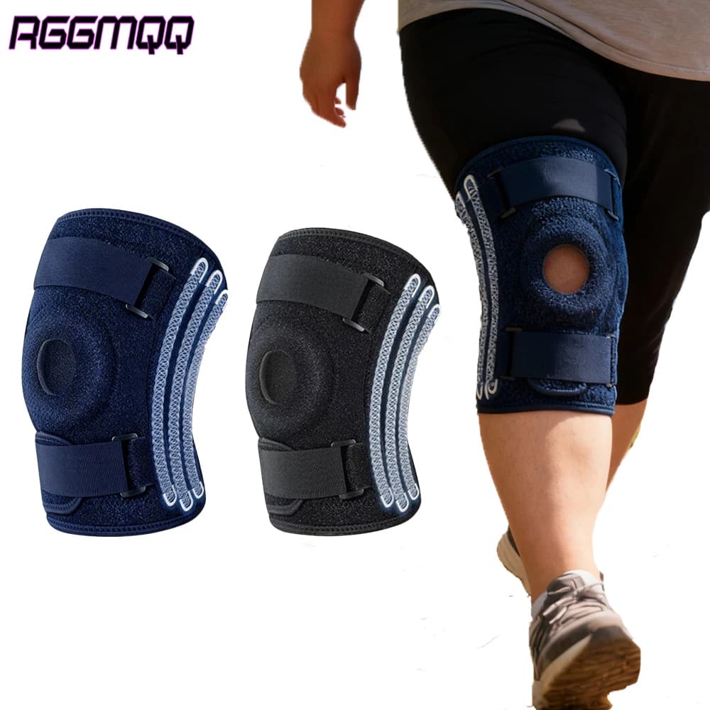 1 pezzo di ginocchiera taglie forti per donne e uomini - Tutore di supporto per ginocchio regolabile per strappo di menisco, compressione con stabilizzatori laterali