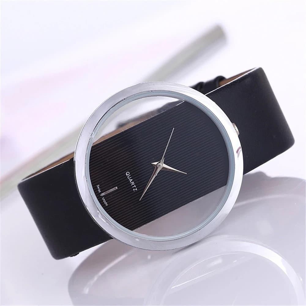 Women's Fashionable Famous Wrist Watch Women's Empty Wrist Watch Quartz With Transparent Leather Strap Watch Relogio Female