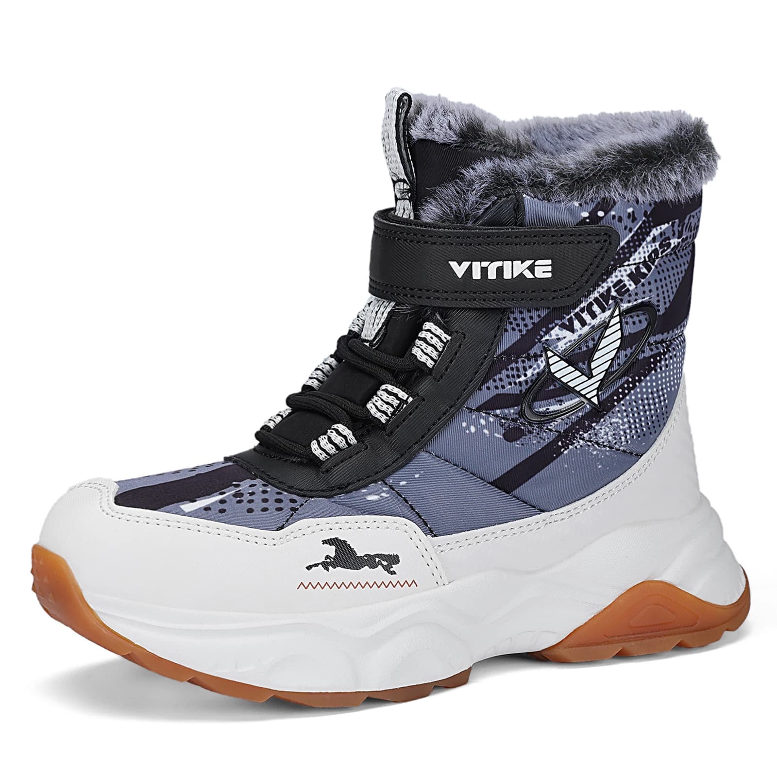 Kids Hiking Boots Outdoor Walking Climbing Antiskid Sneaker Comfortable Snow Shoes with Steel Buckle Sole for Boys And Girls