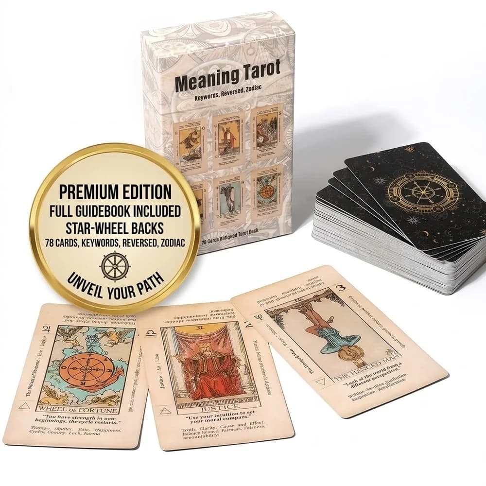 Mazzo di tarocchi premium da 78 carte (10,5x6 cm), ogni carta include parole chiave, divinazione e previsione per principianti, regalo di divinazione