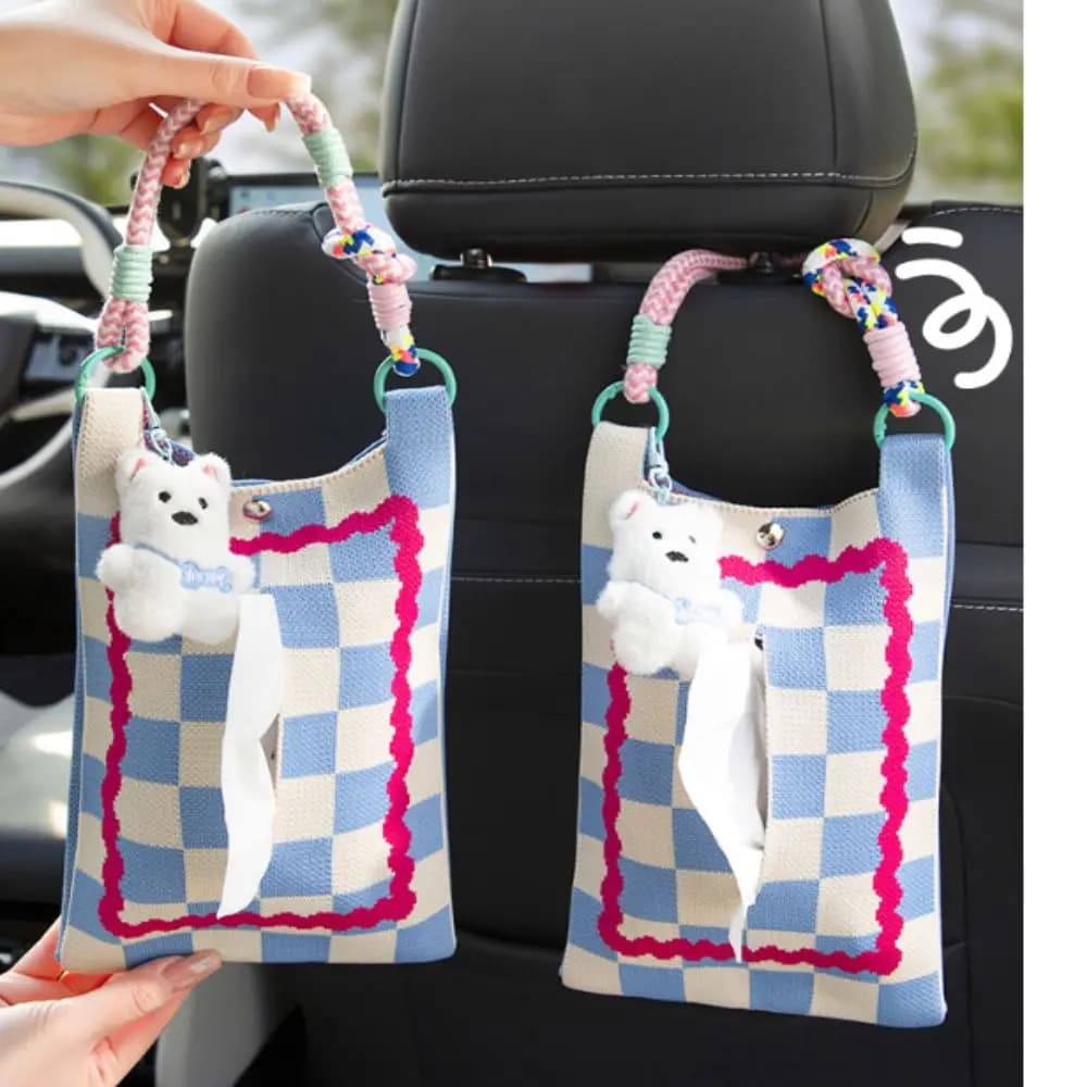 Simpatico porta fazzoletti per lo schienale dell'auto per cani, porta tovaglioli sospeso per poggiatesta del sedile posteriore dell'auto, bracciolo, portaoggetti in carta