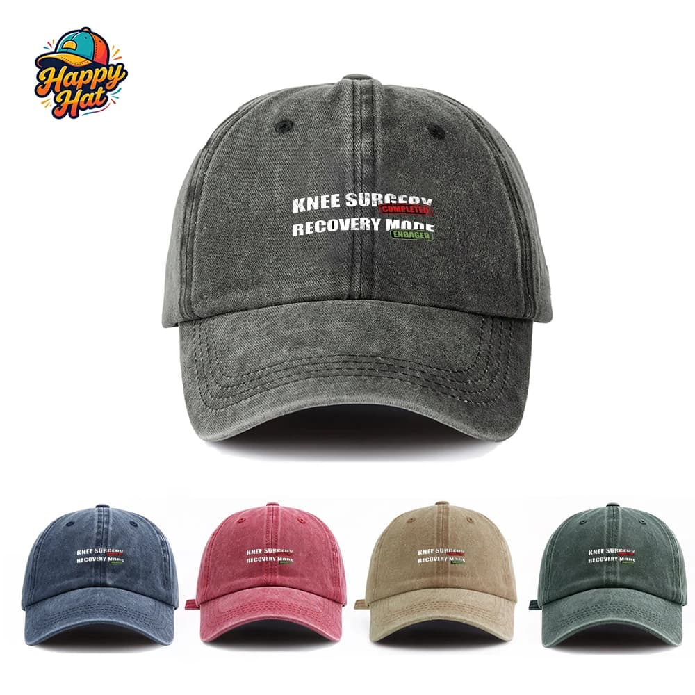 Cappellino da Baseball con Stampa 'Washed Knee Surgery Recovery', Cappello Casual da Sole per Uomo e Donna, Ideale per l'Estate e la Spiaggia