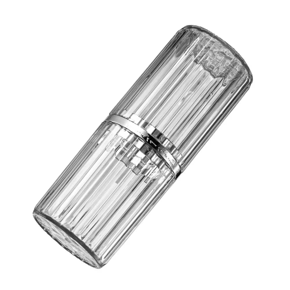 Portable Transparent Striped Travel Toothbrush Holder Storage Case Camping School Business Trips Organizer