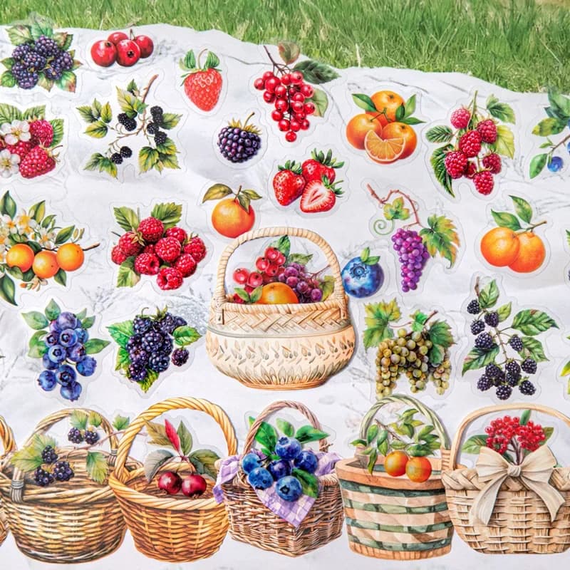 1pack/2pack 15 Sheets/pack Create Your Own Fruit Garden Sticker Set Berry Picking Series with 6 Cute Designs for Scrapbook