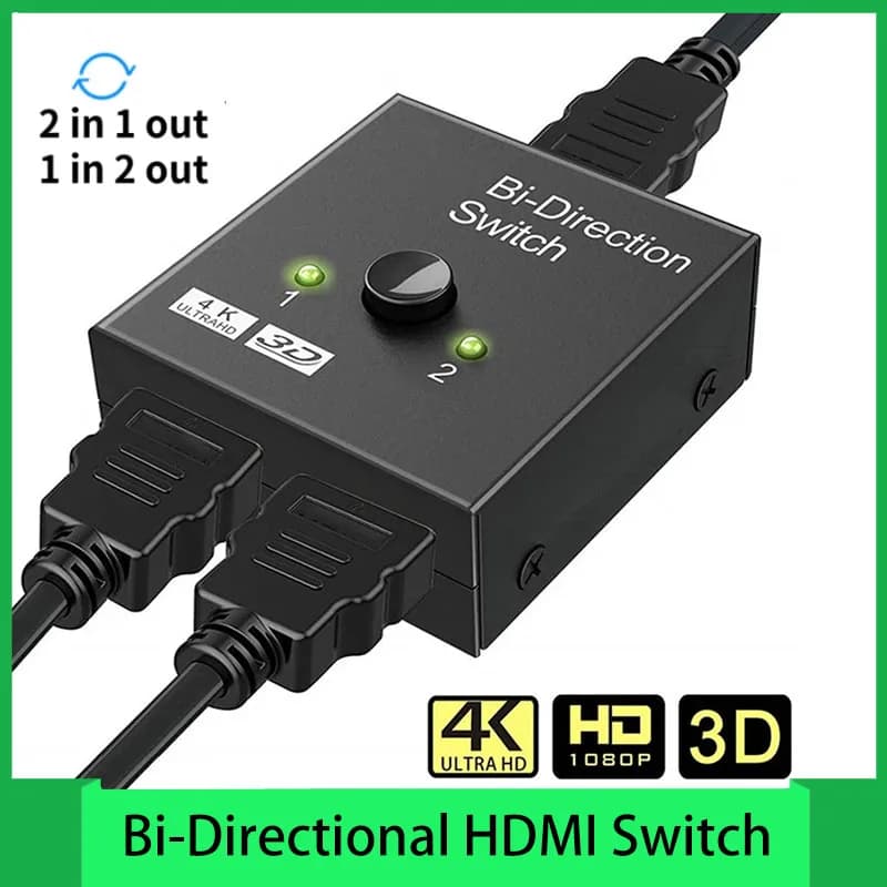 8K 60Hz HDMI-Compatible Switch Splitter Bi-Direction 1x2/2x1 HDMI-compatible Switcher 2 in1 Out for PS4 TV Box Switcher Adapter