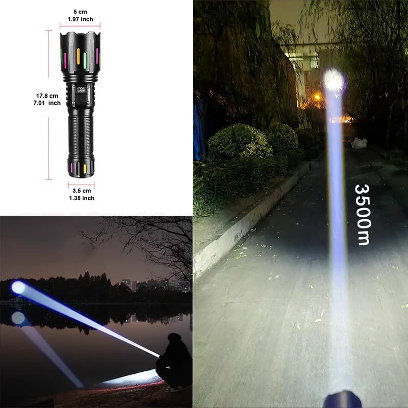 Torcia LED Super Potente 1.000.000LM, Luce Intensa 800W, Ricaricabile, per Caccia e Uso Tattico