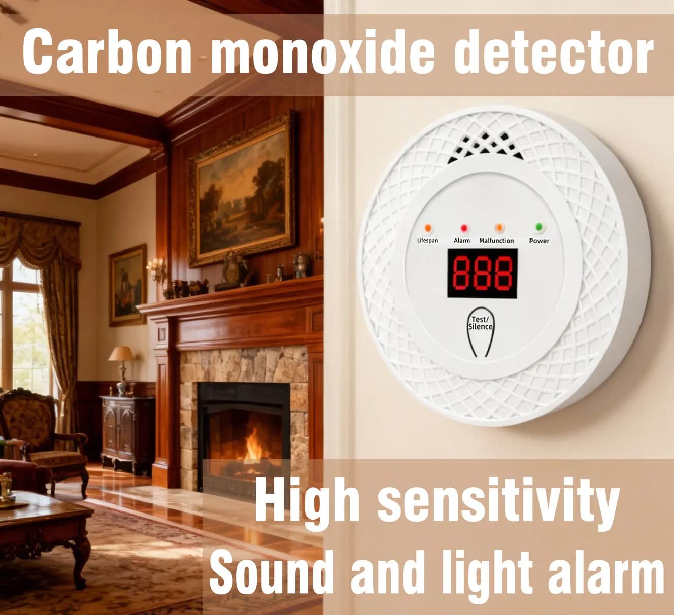 Carbon Monoxide Alarm, Smoke Alarm, Carbon Dioxide Detector, LCD Display, Alarm Device, Household Kitchen Toxic Gas Leakage Dete