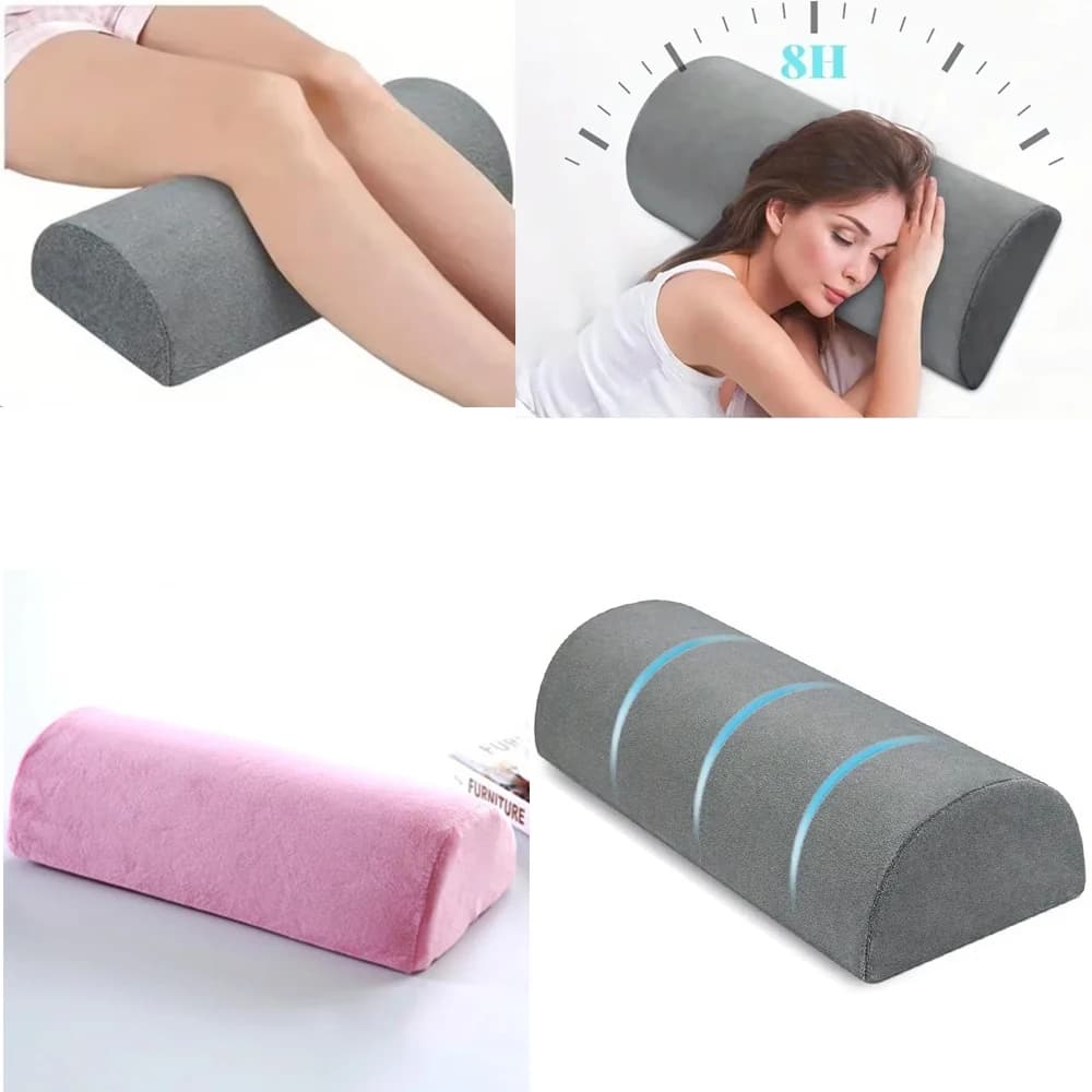 Comfort Cuscino di Rafforzo Mezza Luna per Gambe Schiena e Testa Memory Foam Copertura in Cotone Cuscino di Supporto Lombare per Cuscino Semi Rotolo
