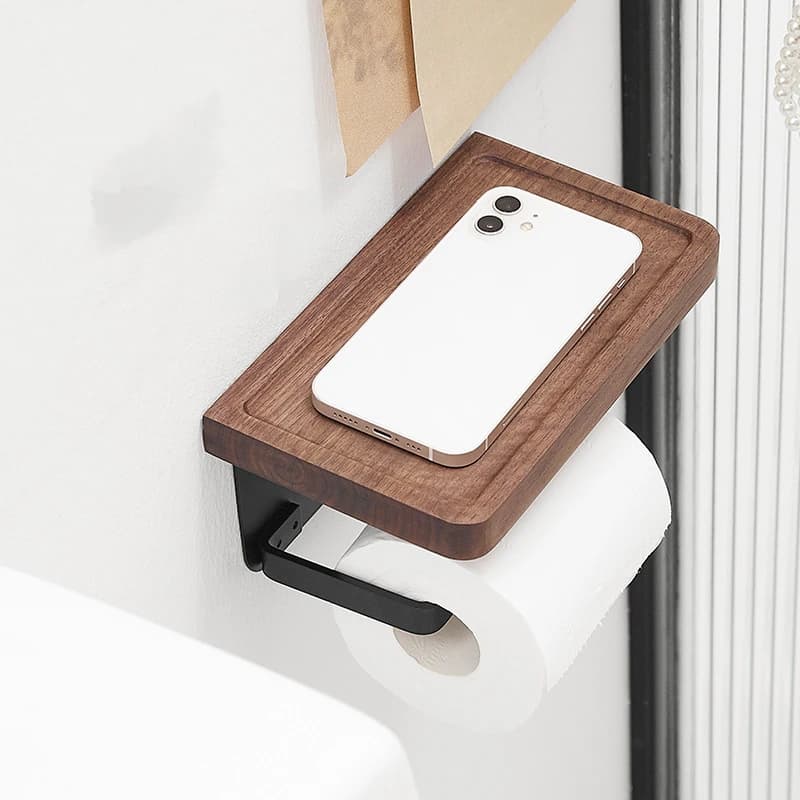 1PC porta carta igienica in noce/acrilico porta carta igienica in rotolo da cucina per bagno senza punzonatura/punzone a parete