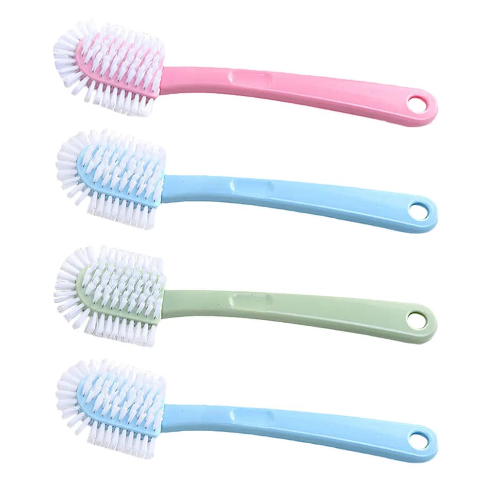 4Pcs Cleaning Brush for Shoes Plastic Long Handle Hanging Hook Non-Slip Comfortable Grip Bathroom Laundry Tool