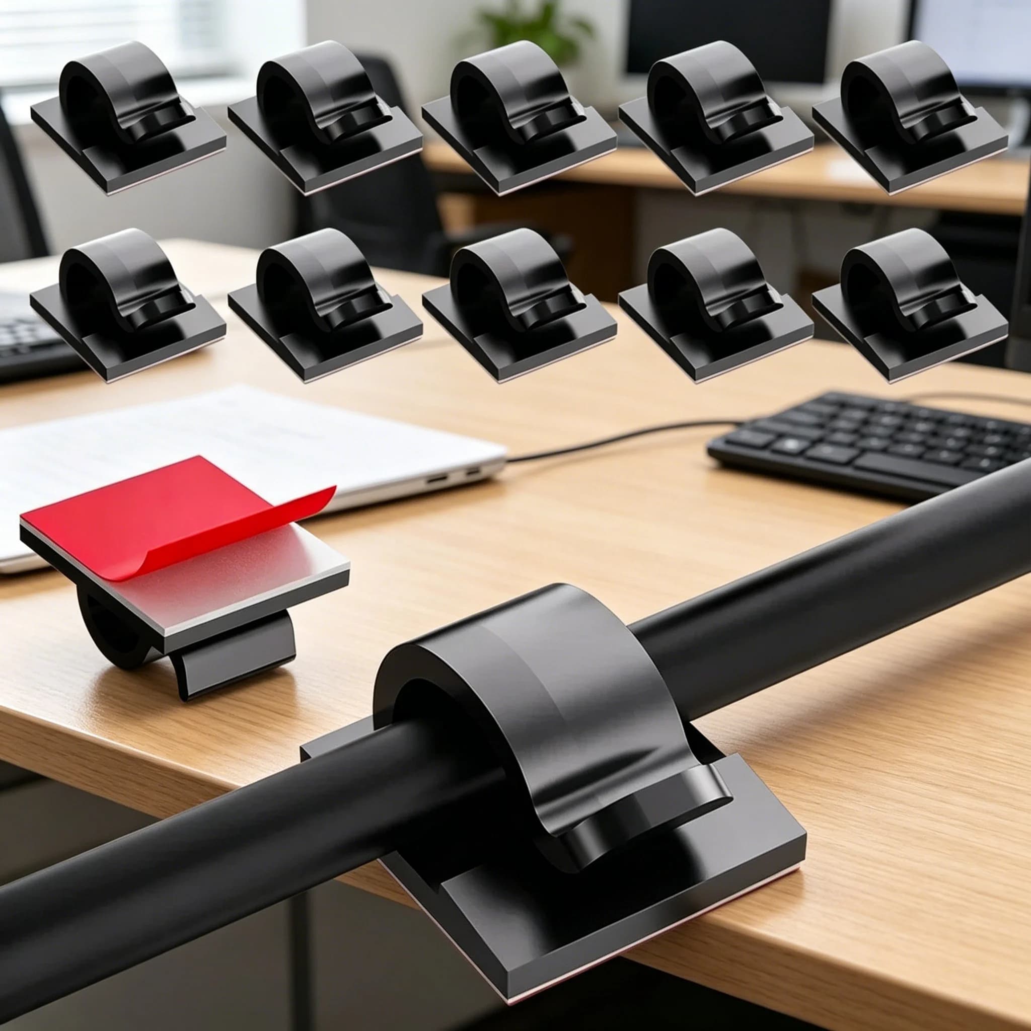 20/40 Pezzi Clip Autoadesive per Gestione Cavi, Supporto Fissaggio Fili, Organizzatore Avvolgicavo, per Archiviazione Cavi Casa Ufficio Scrivania