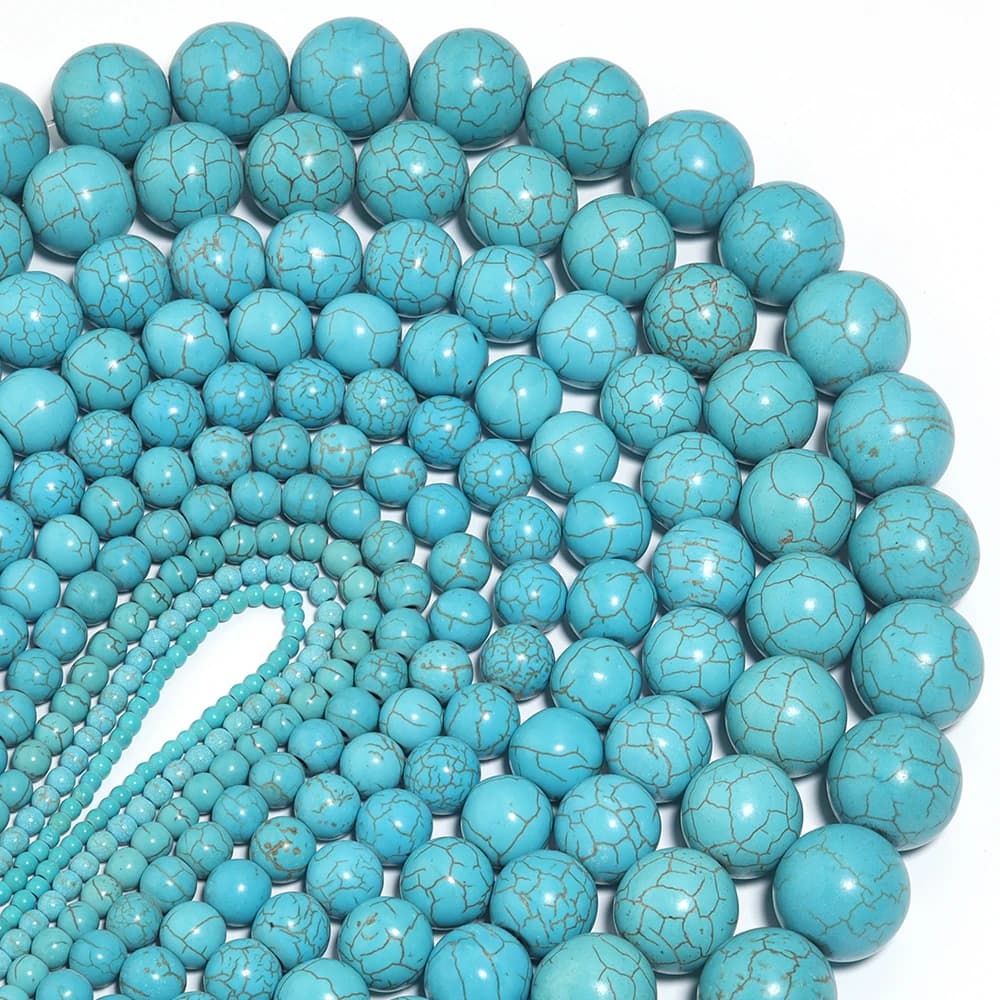 1 Strand Blue Color Turquoise Beads Loose Beads Round Natural Stone Beads For Jewelry Making DIY Necklace Bracelet Accessories