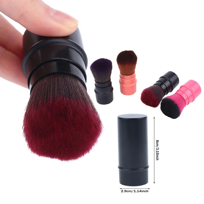 1 Pennello Retrattile per Blush con Coperchio, Pennello per Cipria e Fissaggio Trucco con Coperchio, Strumento Portatile Multifunzionale per il Make-up