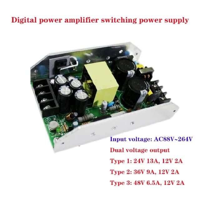 Alimentatore switching per amplificatore di potenza digitale Hi-Fi a doppia uscita 36V 9A / 12V 2A 350W