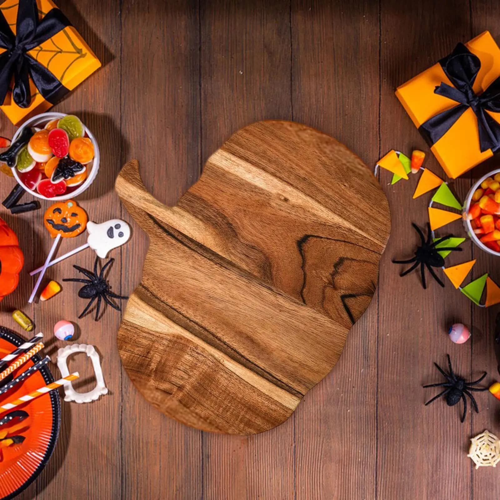 Solid Wood Chopping Board with Handle Acacia Wood Kitchen Board for Meat Vegetables Cheese Prep