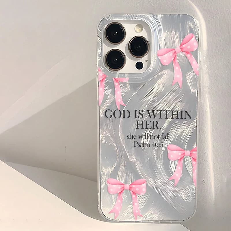 Cute Bible Verse Graphic Silicone Phone Case For iPhone 17 16 15 14 13 12 11 Pro Max Plus Cases 7 8 XS XR 16e Shockproof Cover