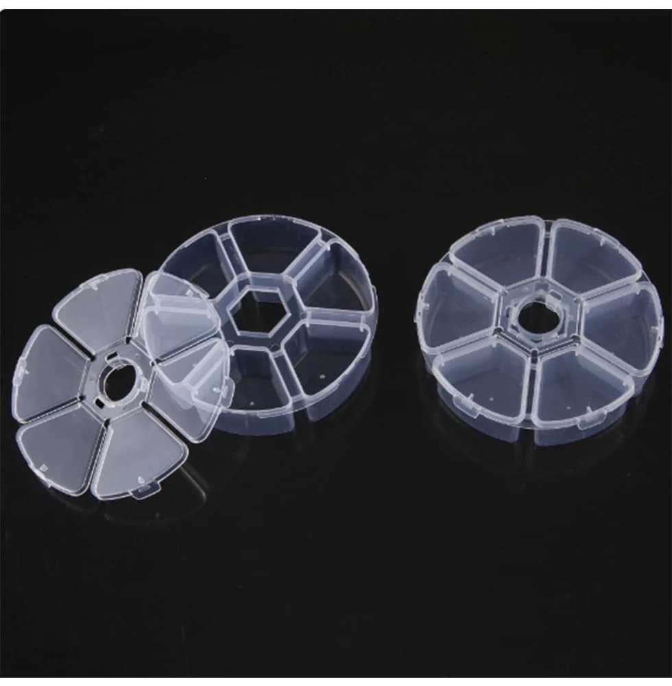 Transparent Round 6-Grid Plastic Box Handmade Parts DIY Nail Diamond Jewelry Storage Box Accessories