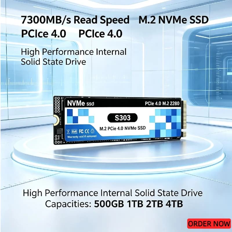 S303 500GB‑4TB M.2 NVMe PCIe 4.0 Solid State Drive 7300MB/s Ultra‑Fast Internal Gaming SSD Hard Disk for Notebook Desktop PC