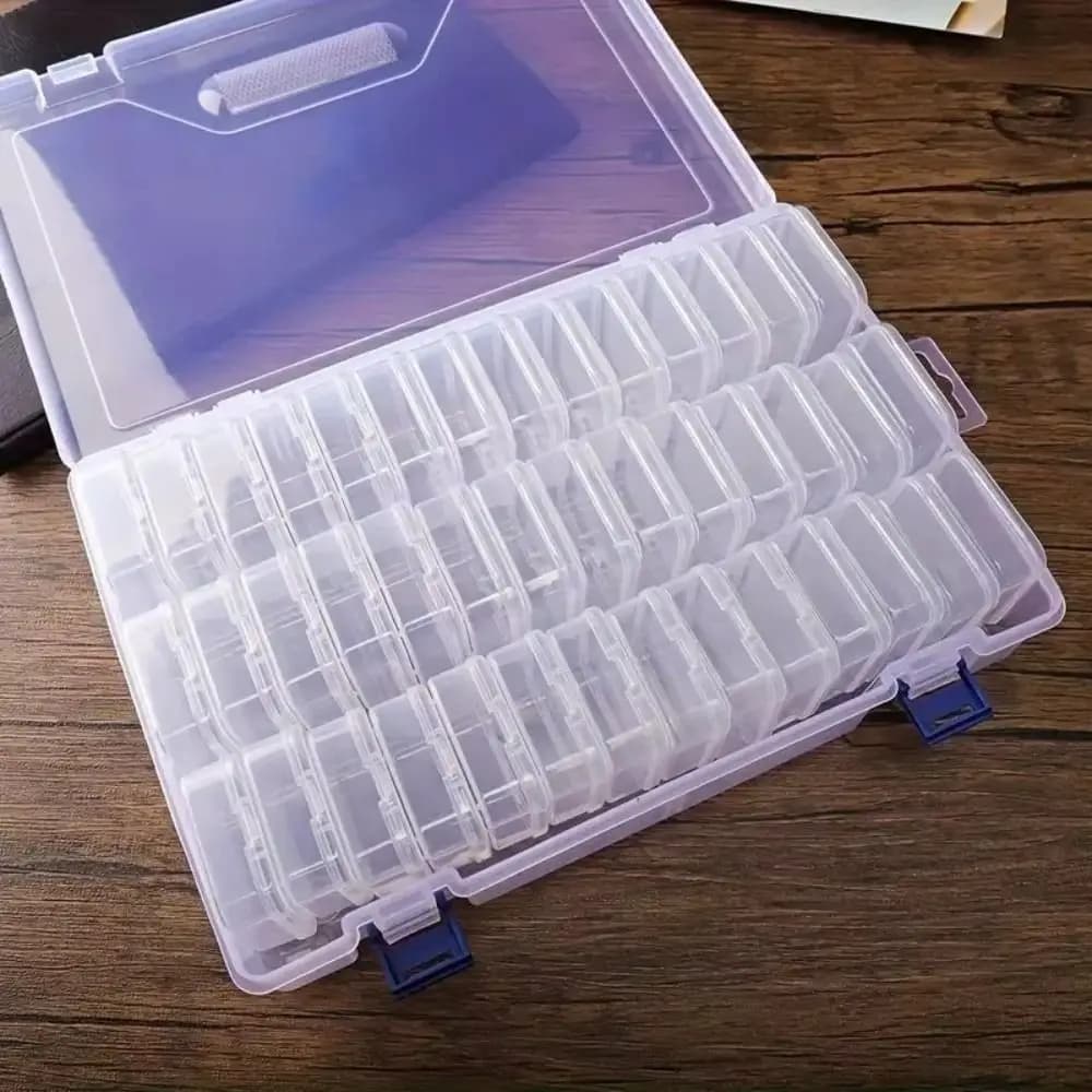 Pratico Contenitore di Stoccaggio con 42 Scomparti, Scatola in Plastica con Coperchio Trasparente, Contenitori Individuali a Chiusura a Scatto per Organizzazione Artigianale