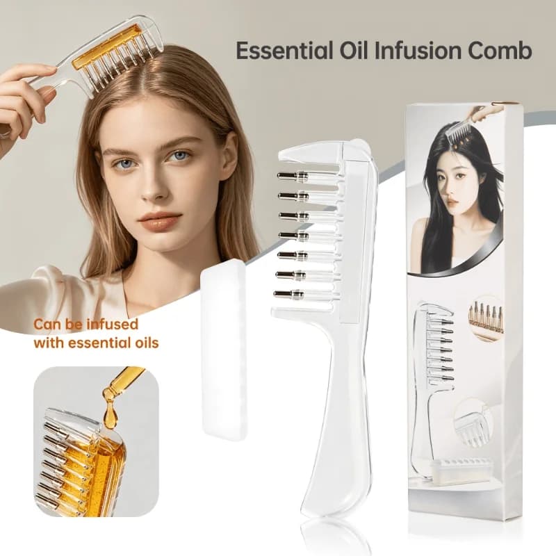 Transparent Essential Oil Infusion Hair Comb Reusable Scalp Liquid Applicator Brush Hair Growth Serum Oil Dispensing Massage