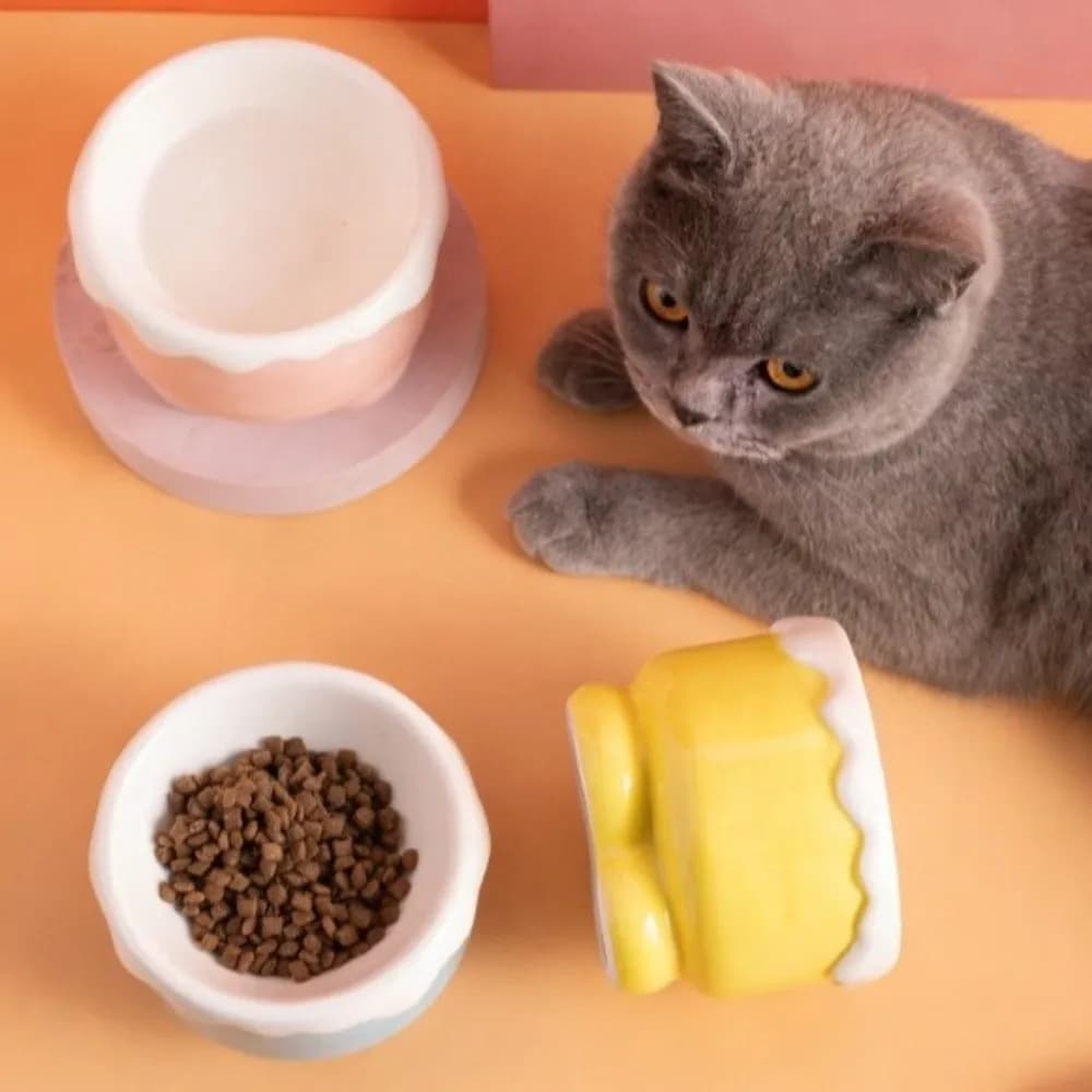 Non-Slip Ceramic Pet Bowl Anti-Spilling Guarded Neck Anti-Overturning Bowl Large Capacity Pet Food Container Dog Drinking