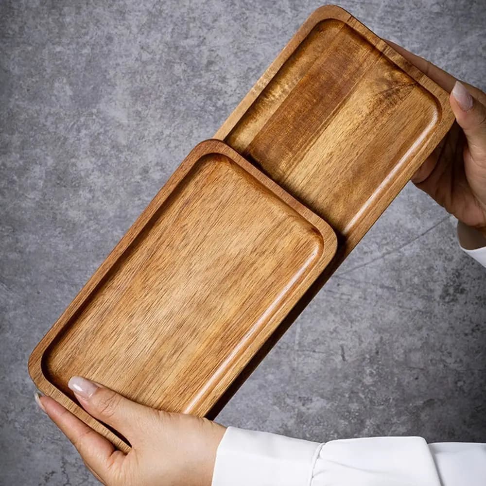 High Quality Acacia Wood Tea Tray Coffee Japanese Style Dessert Plate Tableware Irregular Dried Fruit Snack Plate Party Serving