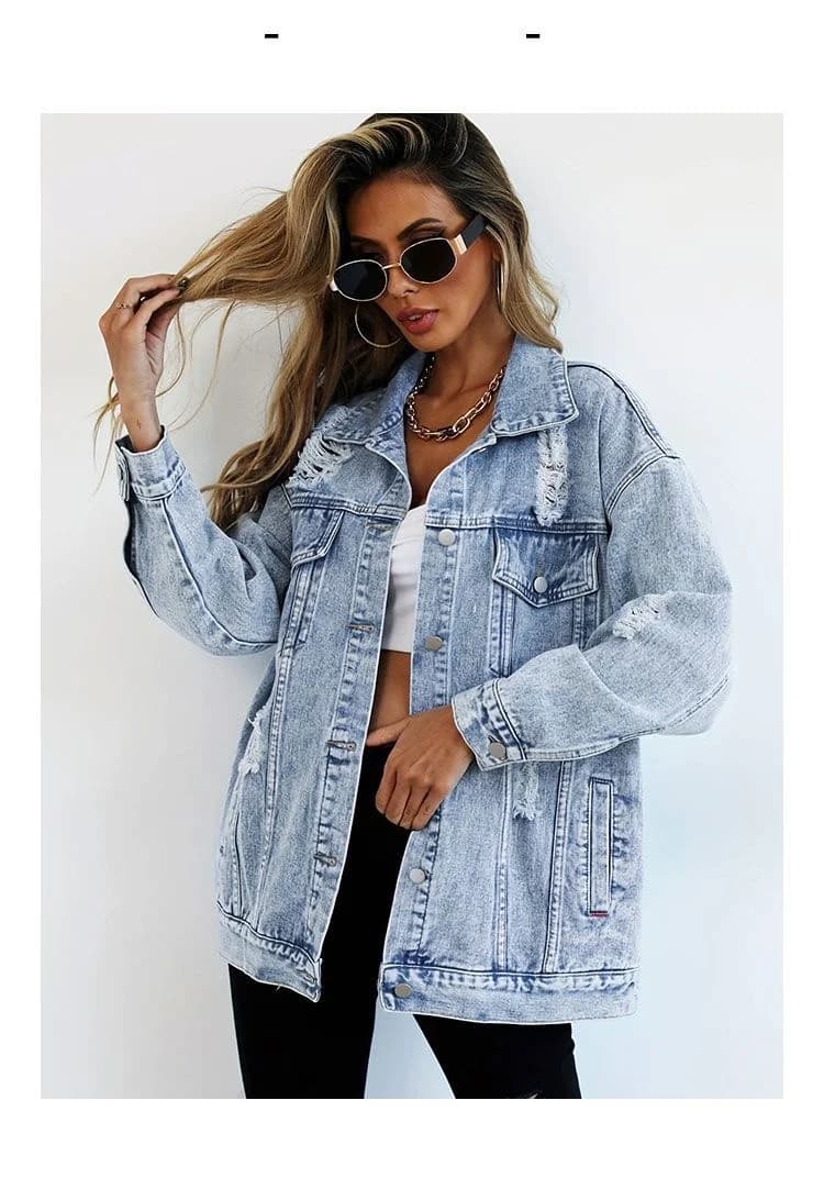 Giacche di jeans per donna Giacche Euramerican Hole Autunno Inverno Jeans da donna Cappotti Capispalla Denim Top Nuova moda Jean femminile