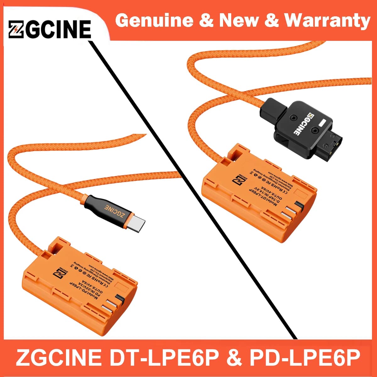 Cavo Batteria Fittizia ZGCINE D-Tap a LP-E6P e USB-C PD a LP-E6P per Canon EOS 5D Mark IV 6D Mark II 80D 90D R5 R6 Mark II R7 R5C