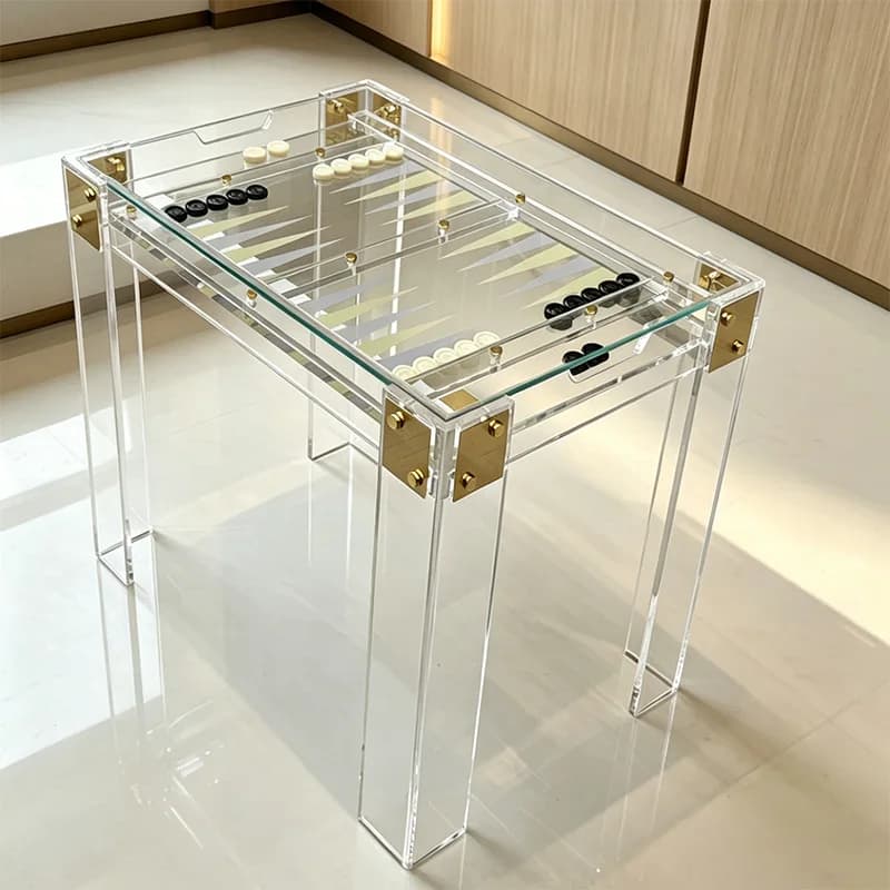 Acrylic Backgammon Table, Clear Crystal Chess Table, Tempered Glass, Luxury Design, Multi-Game Board, Elegant Home Decor