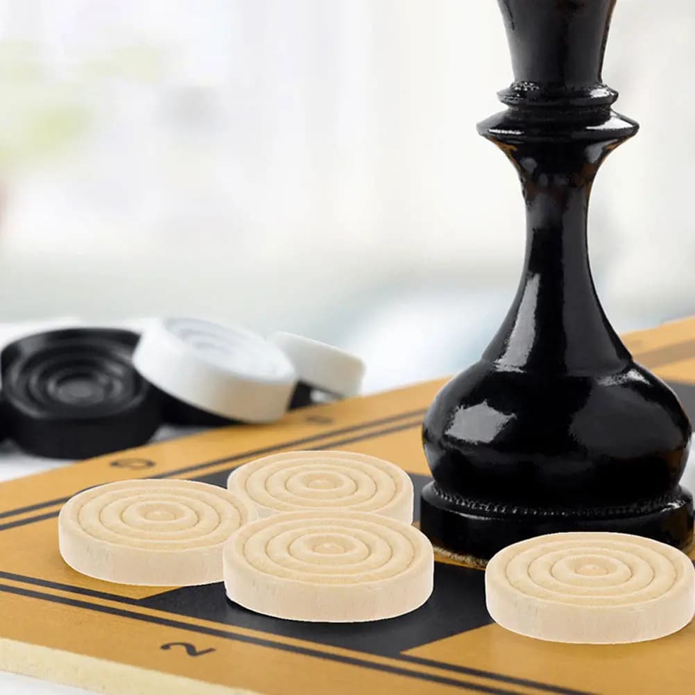 72 Pezzi in Legno per Scacchi, Backgammon e Dama, Rotondi e Lisci, Accessori di Ricambio per Giochi da Tavolo