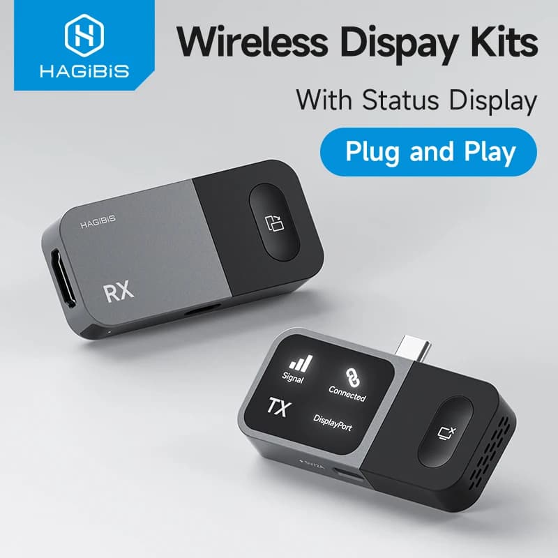 Kit Trasmettitore e Ricevitore HDMI Wireless Hagibis, Estensore Video USB C, Dongle per Mirroring Display per TV, Monitor, Proiettore, Laptop